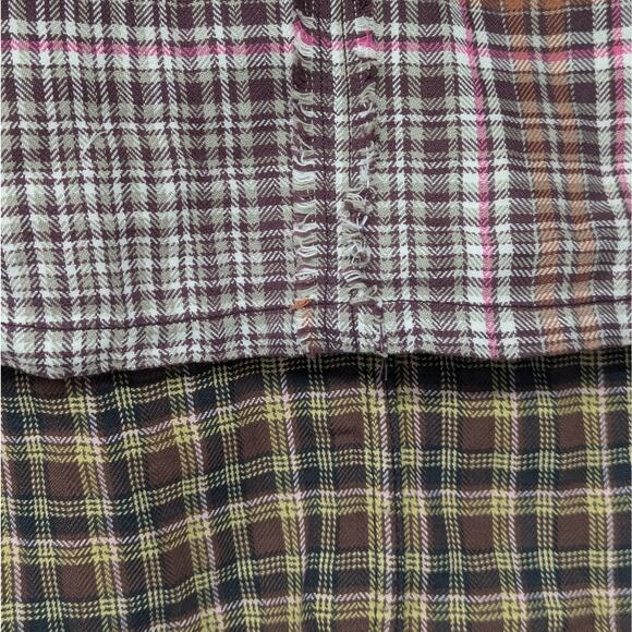 New We The Free Boyfriend Plaid Shirt XS brown combo LAYER IT UP flannel top - Picture 8 of 9